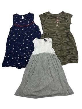 Lot of 3 Girls Summer Dresses: Old Navy Patriotic & Gap Camo/Colorblock 5T